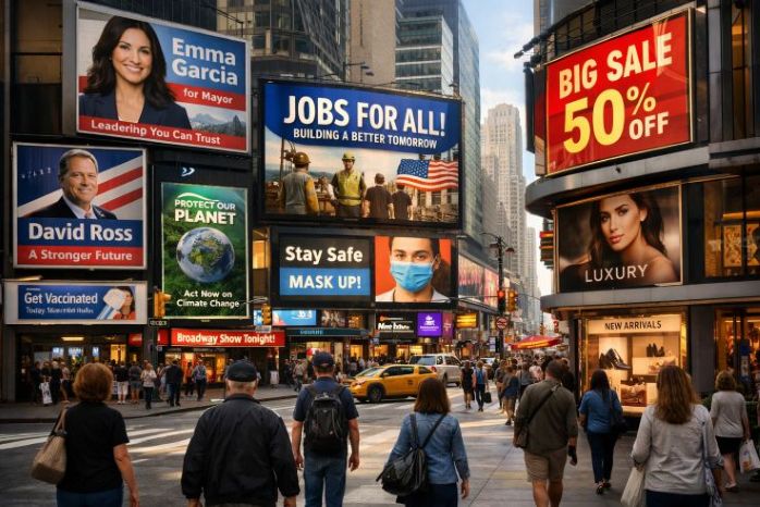 digital billboards and illuminated backlit displays